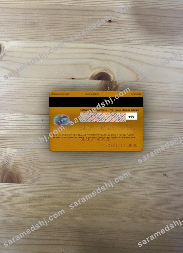 New Zealand Ami Insurance Limited bank mastercard photolook back